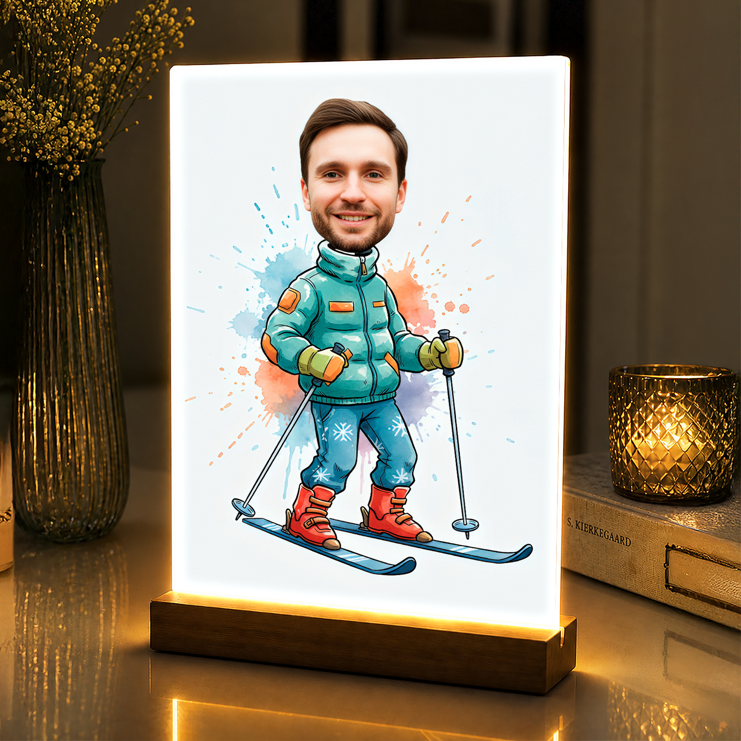 Jego zimowa karykatura - portret na szkle akrylowym dla mężczyzny
