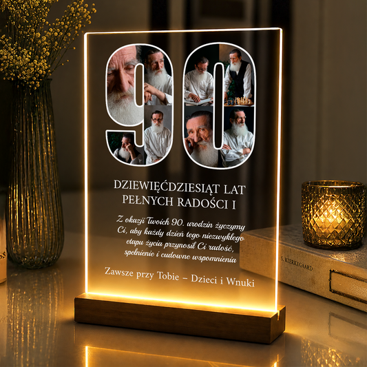 90 lat pełnych wspomnień - druk na szkle akrylowym dla dziadka
