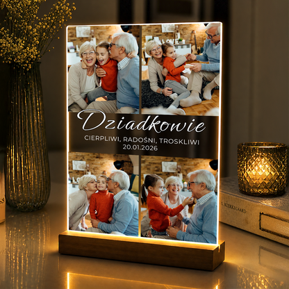Kochani dziadkowie - kolaż, personalizowany druk na szkle akrylowym dla dziadków