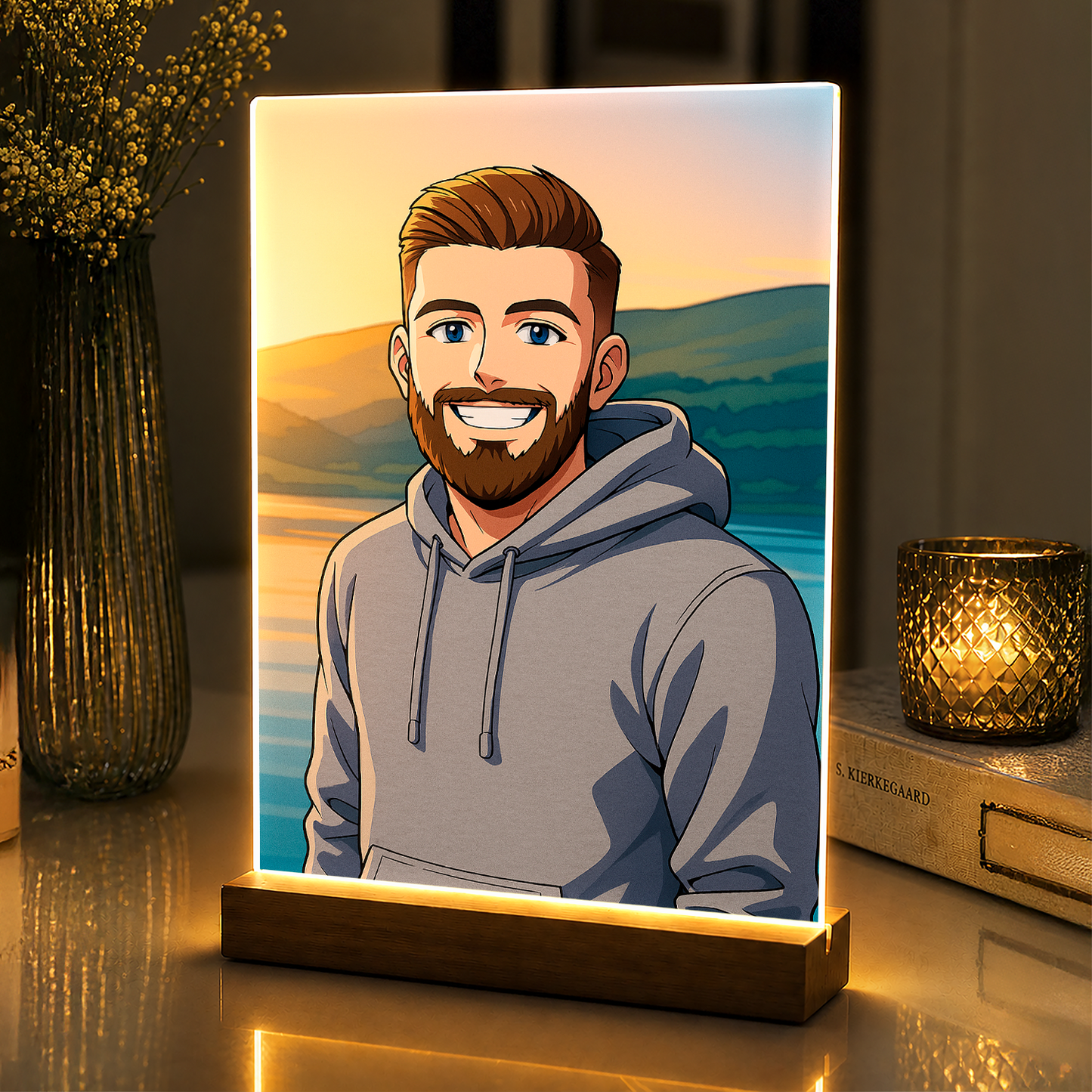Chłopak w stylu anime - portret na szkle akrylowym dla niego