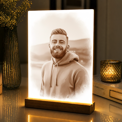 On w stylu coffee - portret na szkle akrylowym dla niego
