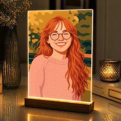 Portret w artystycznym stylu ilustracji na szkle akrylowym - dla niej