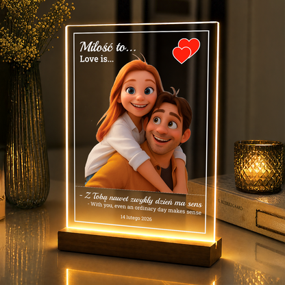 Miłość to... - personalizowany druk na szkle akrylowym dla pary