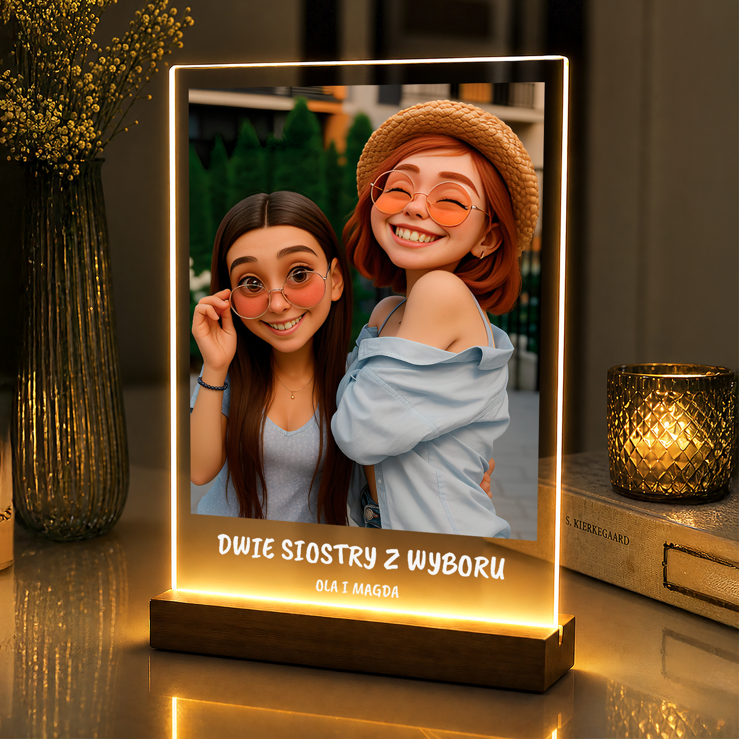 Dwie siostry z wyboru - portret na szkle akrylowym dla przyjaciółki