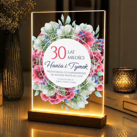 30 rocznica ślubu - druk na szkle akrylowym dla pary