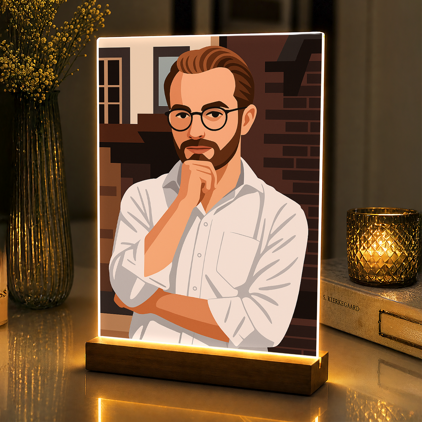 Portret w nowoczesnym stylu graficznym na szkle akrylowym - dla niego