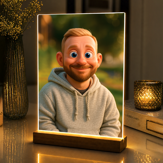 On jako bajkowa postać - portret na szkle akrylowym dla niego
