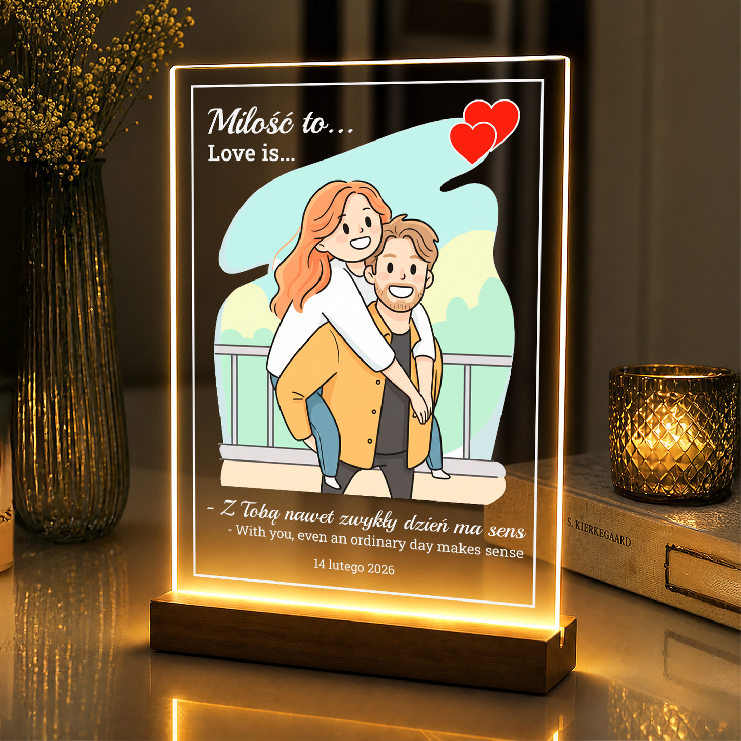 Wyjątkowa miłość - personalizowany druk na szkle akrylowym dla pary