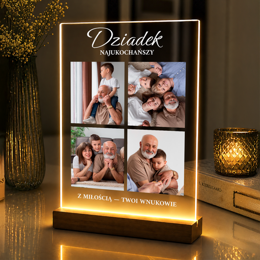 Najukochańszy dziadek fotokolaż - personalizowany druk na szkle akrylowym dla dziadka