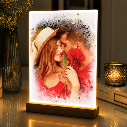 Romantyczny portret akwarela - portret na szkle akrylowym dla pary