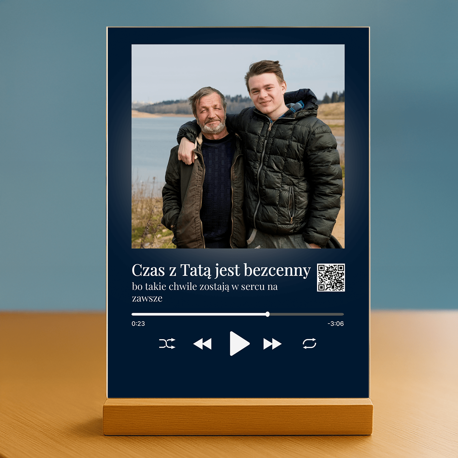 Bezcenny czas z tatą - personalizowany druk na szkle - stworzprezent.pl