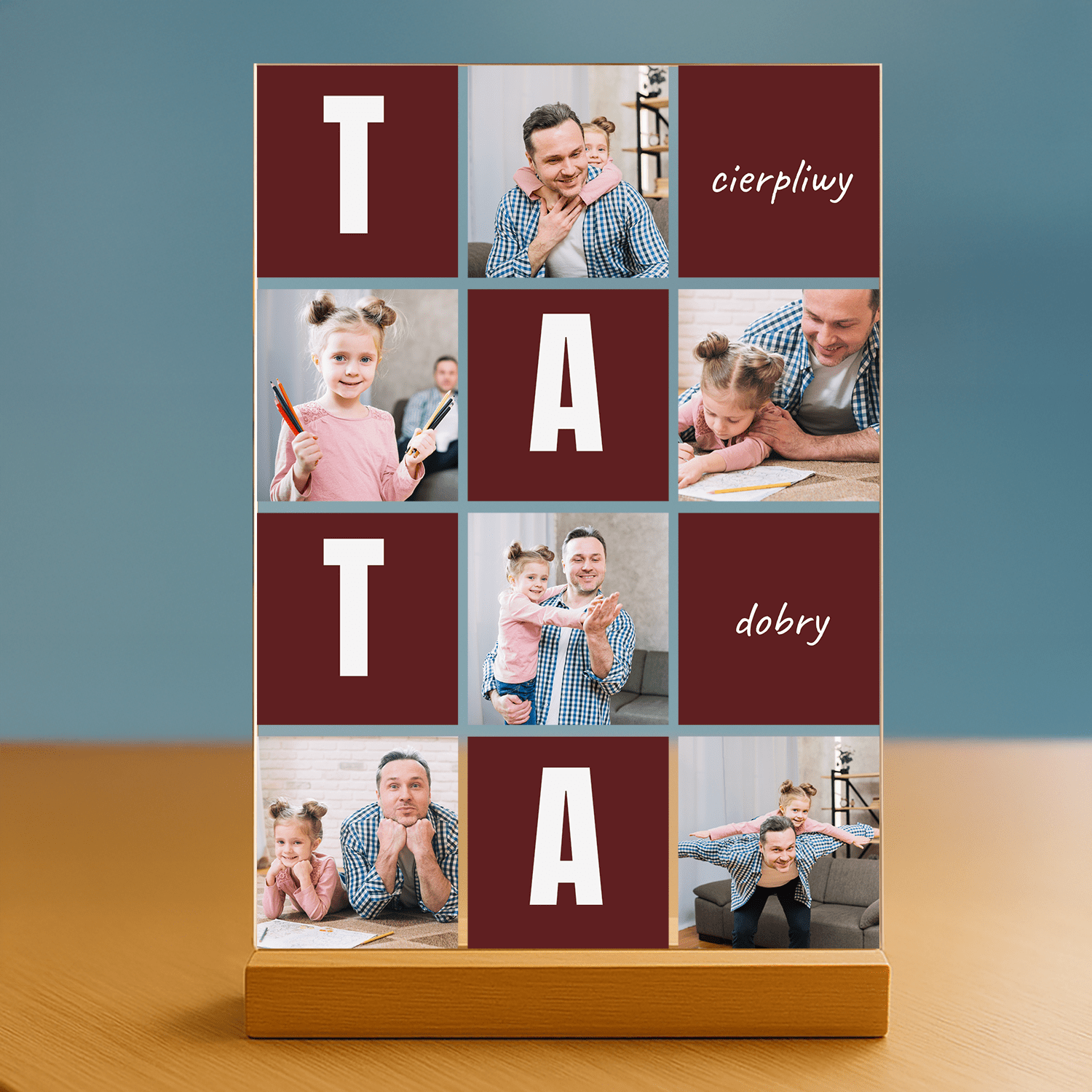 Dobry i cierpliwy tata - personalizowany druk na szkle - stworzprezent.pl