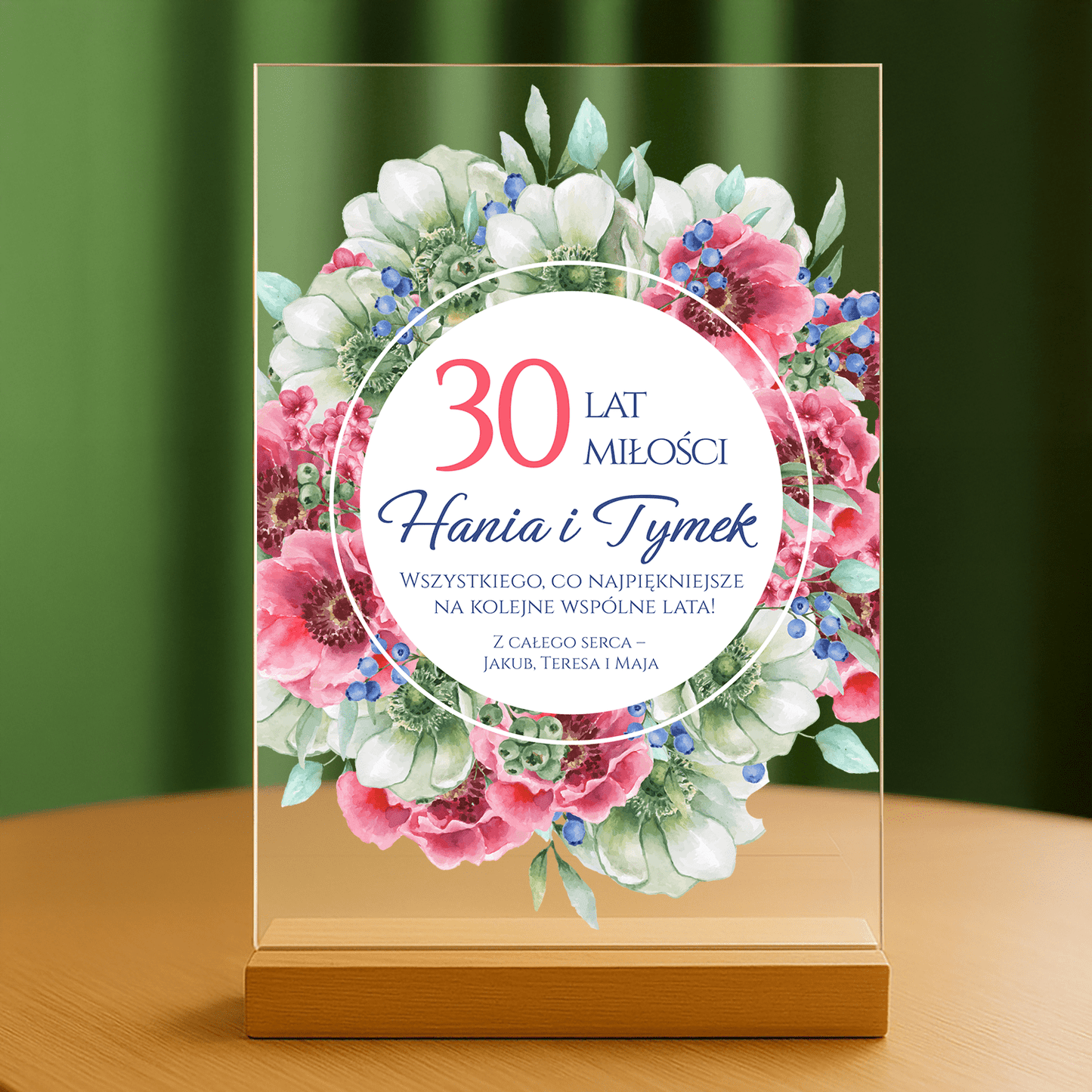 30 rocznica ślubu - personalizowany druk na szkle - stworzprezent.pl