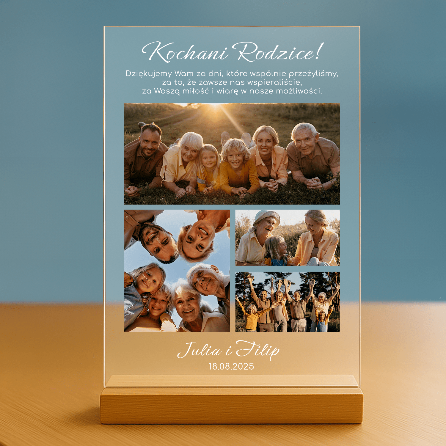 Kochanym rodzicom - personalizowany druk na szkle dla rodziców - stworzprezent.pl