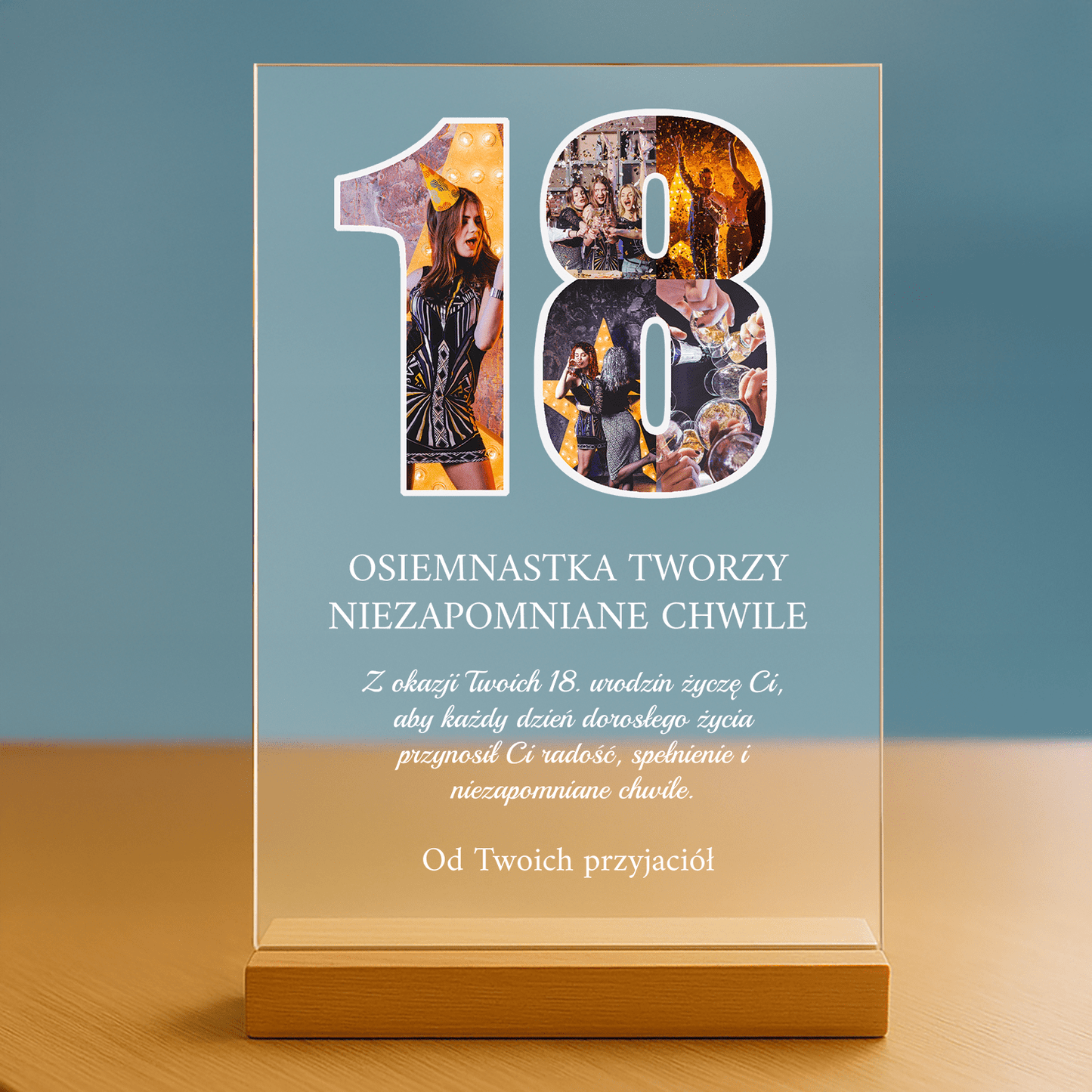18 urodziny - personalizowany druk na szkle dla przyjaciółki - stworzprezent.pl