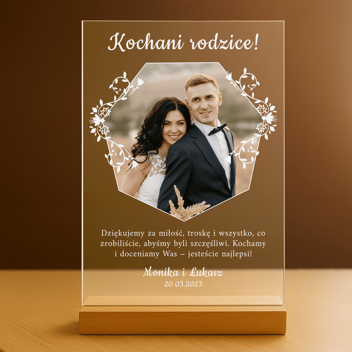 Podziękowanie dla rodziców - personalizowany druk na szkle dla rodziców - stworzprezent.pl