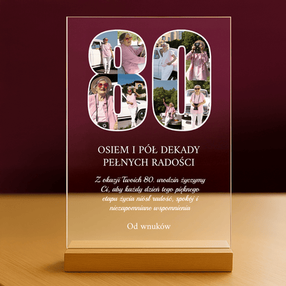 80 lat pełnych radości - personalizowany druk na szkle dla babci - stworzprezent.pl