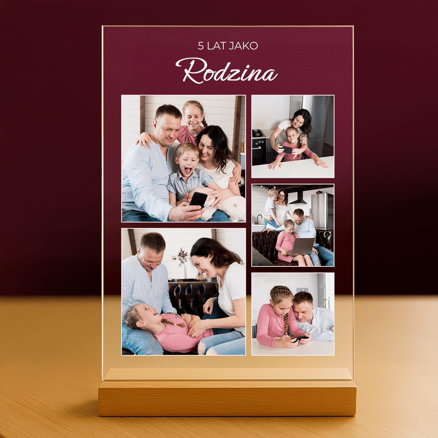 5 lat jako rodzina - personalizowany druk na szkle dla rodziców - stworzprezent.pl
