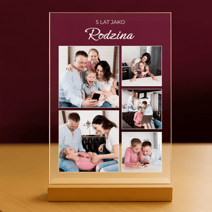 5 lat jako rodzina - personalizowany druk na szkle dla rodziców - stworzprezent.pl