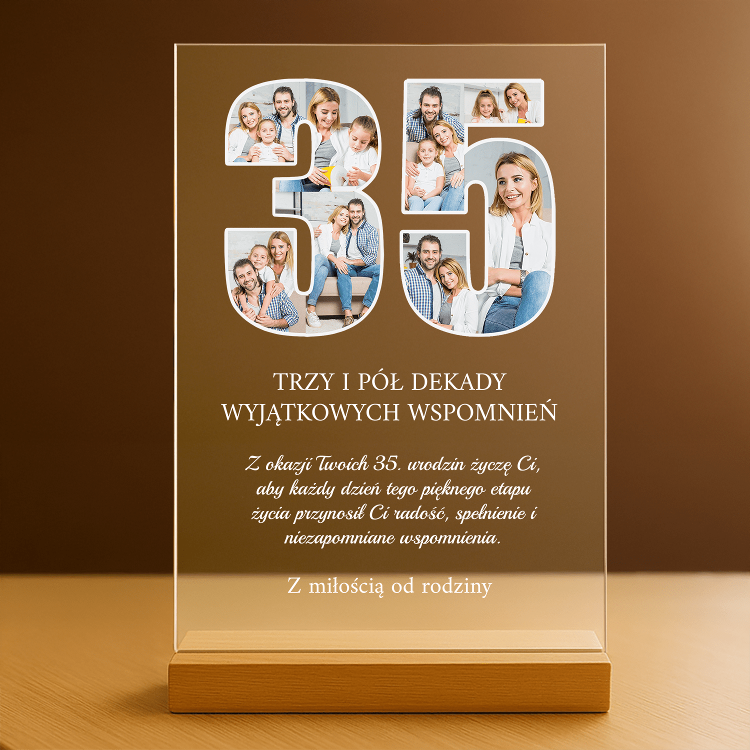 Z okazji 35 urodzin - personalizowany druk na szkle dla żony - stworzprezent.pl