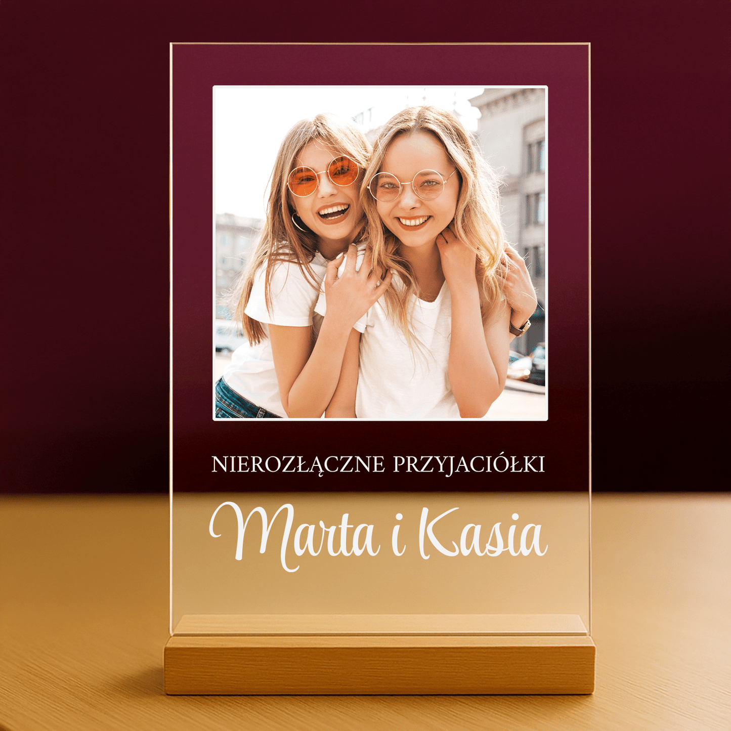 Nierozłączne przyjaciółki - personalizowany druk na szkle dla przyjaciółki - stworzprezent.pl