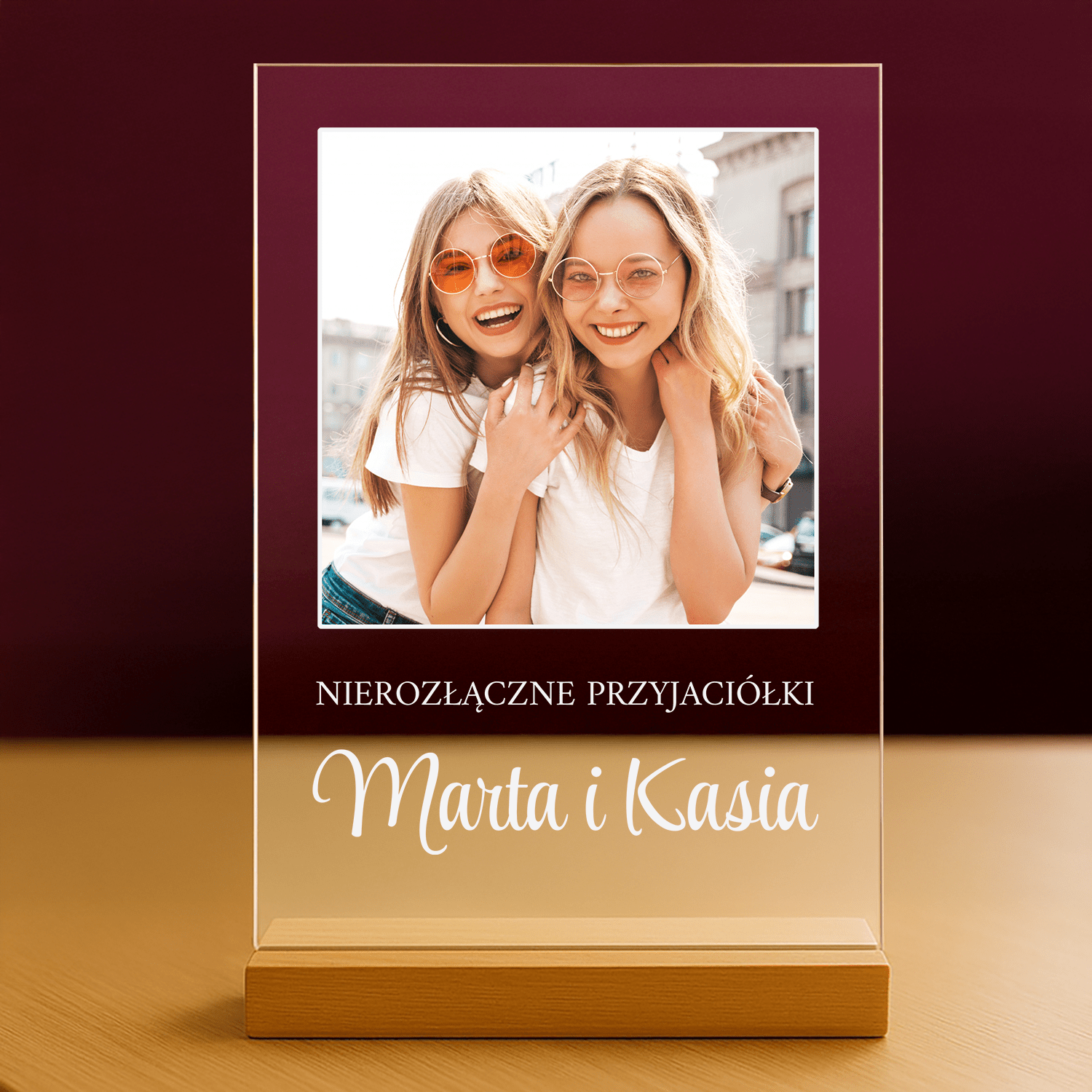 Nierozłączne przyjaciółki - personalizowany druk na szkle dla przyjaciółki - stworzprezent.pl