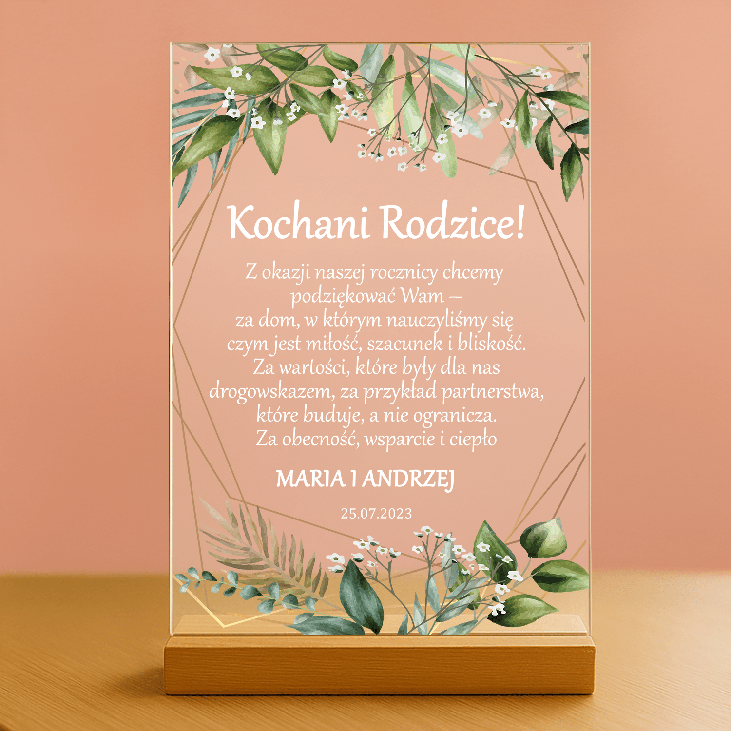 Kochani rodzice! - personalizowany druk na szkle - stworzprezent.pl