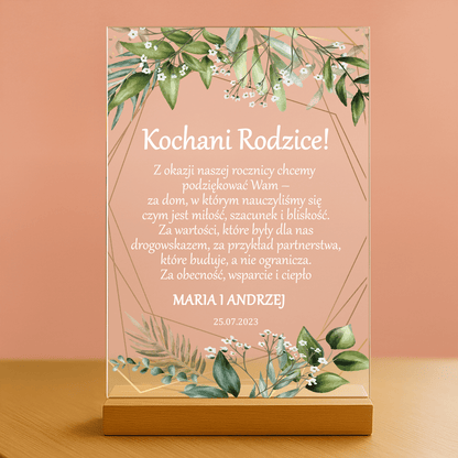 Kochani rodzice! - personalizowany druk na szkle - stworzprezent.pl