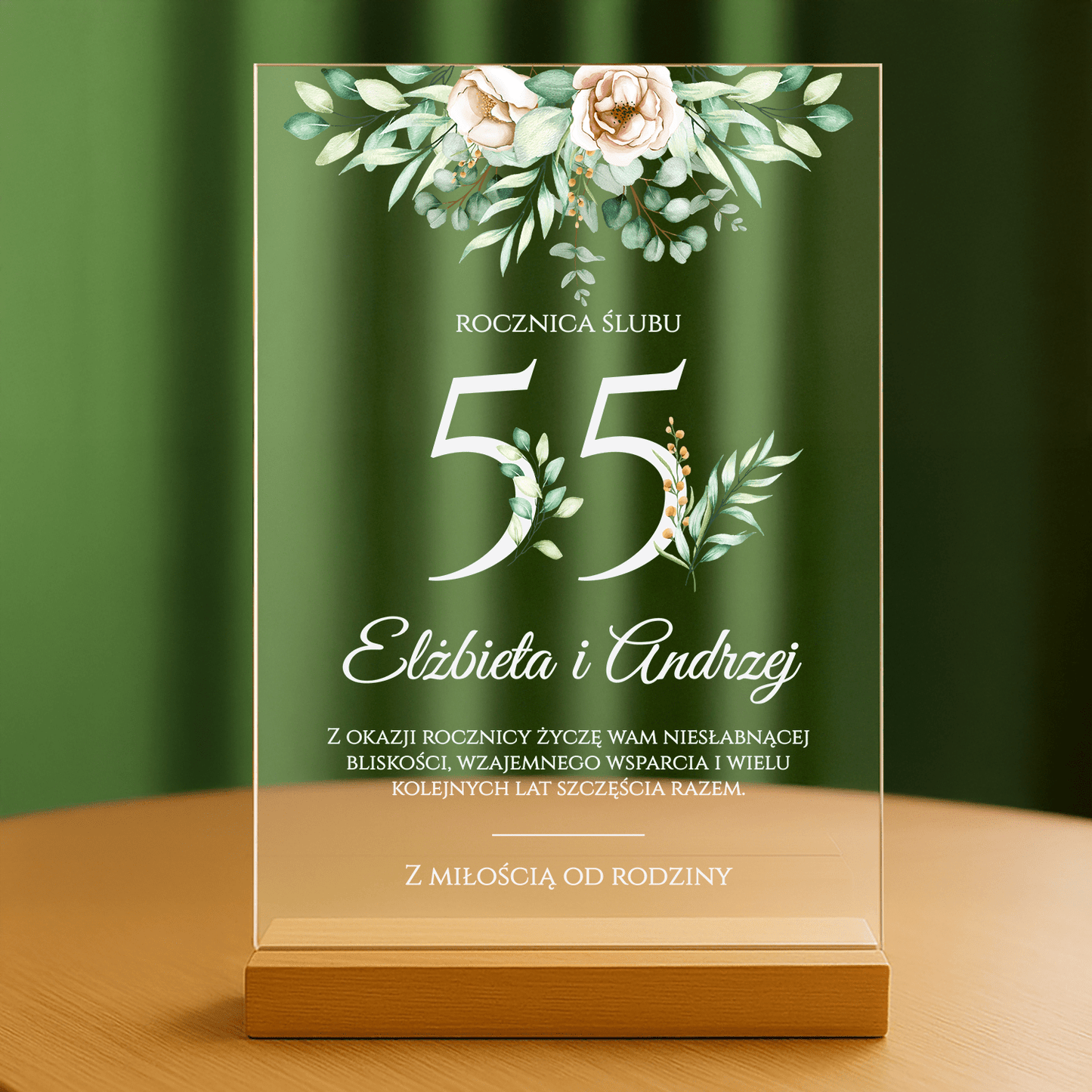 55 rocznica ślubu - personalizowany druk na szkle - stworzprezent.pl
