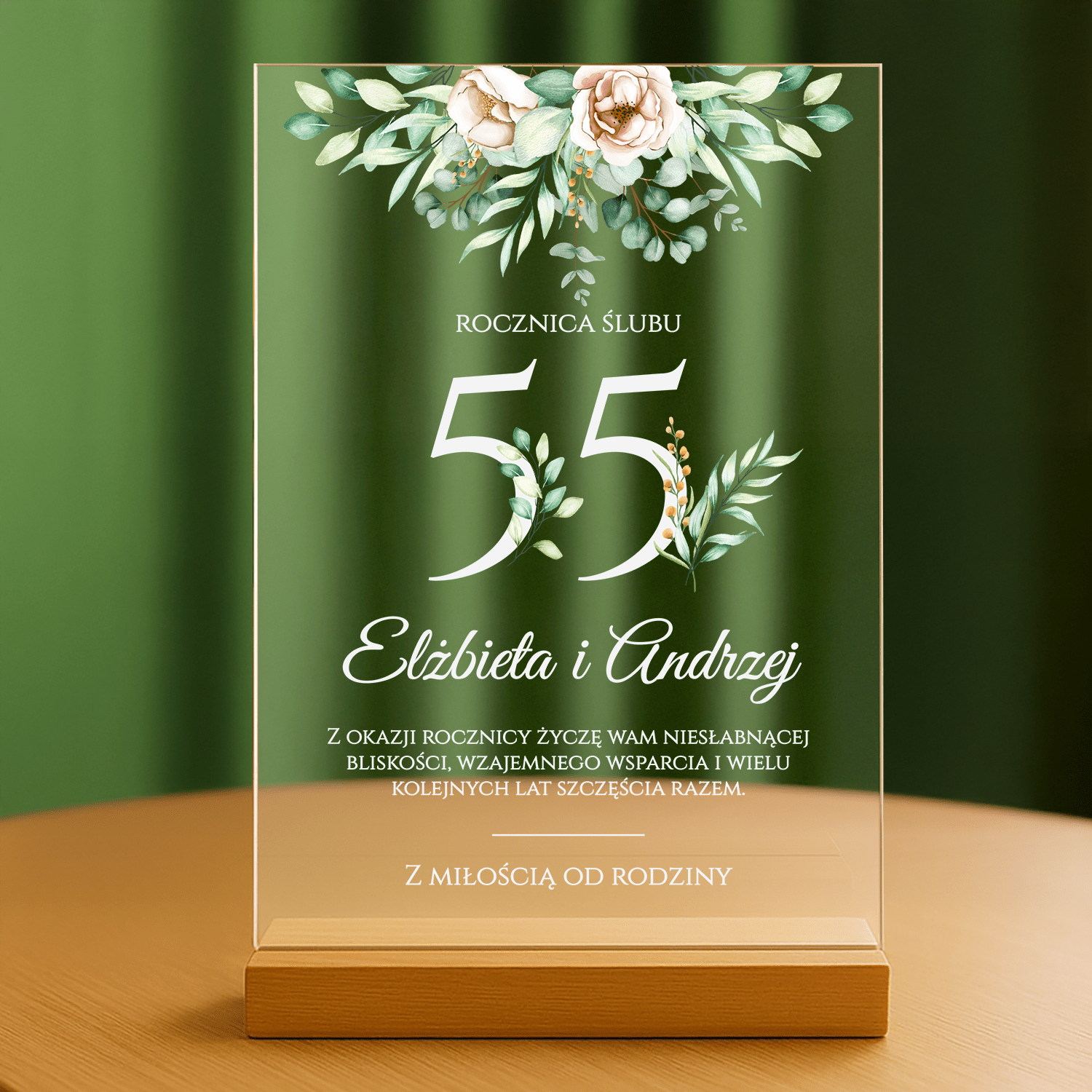 55 rocznica ślubu - personalizowany druk na szkle - stworzprezent.pl