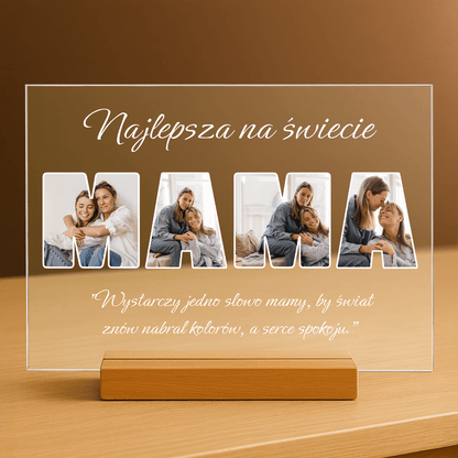 Najlepsza mam na świecie zdjęcia + tekst - personalizowany druk na szkle dla mamy - stworzprezent.pl