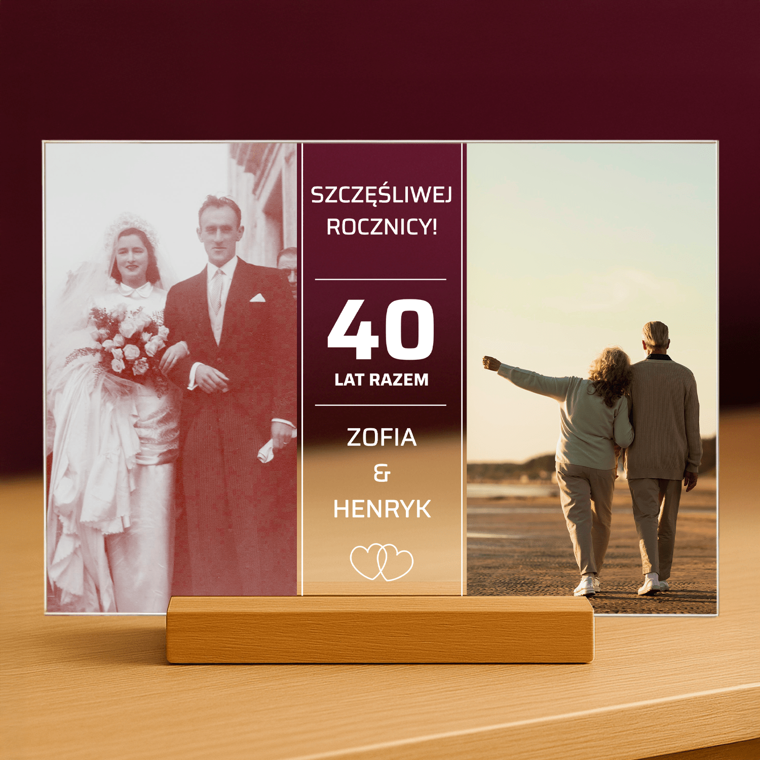 Szczęśliwej 40 rocznicy - personalizowany druk na szkle - stworzprezent.pl