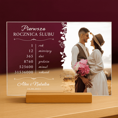 Pierwsza rocznica razem - personalizowany druk na szkle - stworzprezent.pl