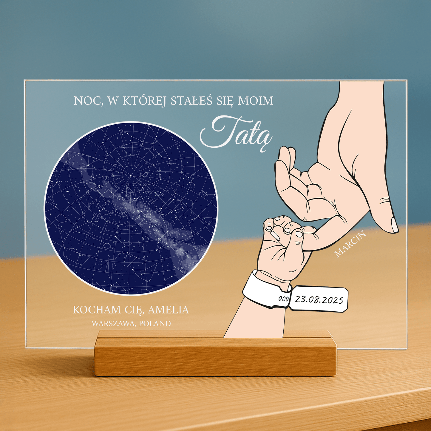 Noc, w której stałeś się tatą - personalizowany druk na szkle dla taty - stworzprezent.pl