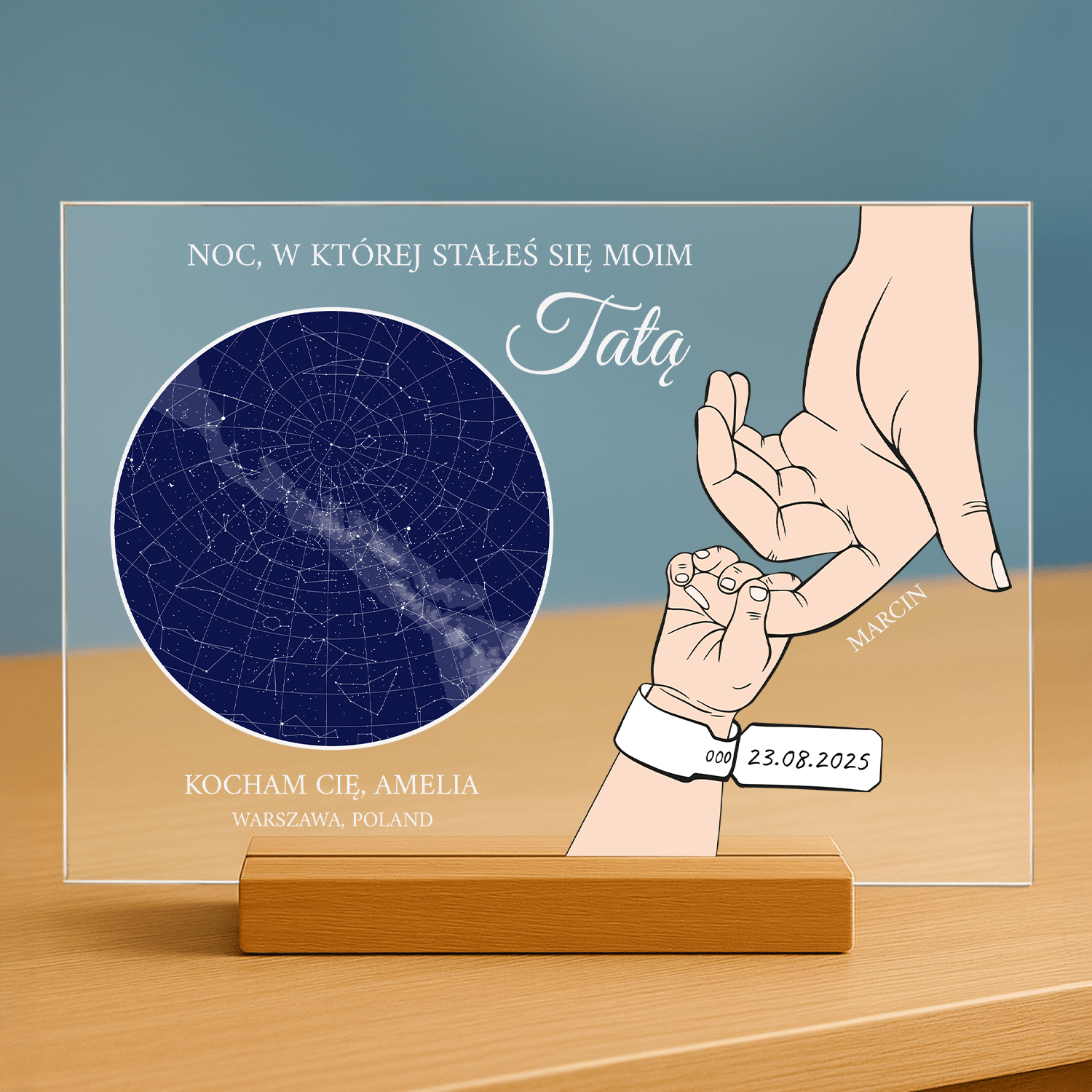 Noc, w której stałeś się tatą - personalizowany druk na szkle dla taty - stworzprezent.pl