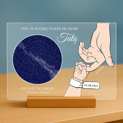 Noc, w której stałeś się tatą - personalizowany druk na szkle dla taty - stworzprezent.pl