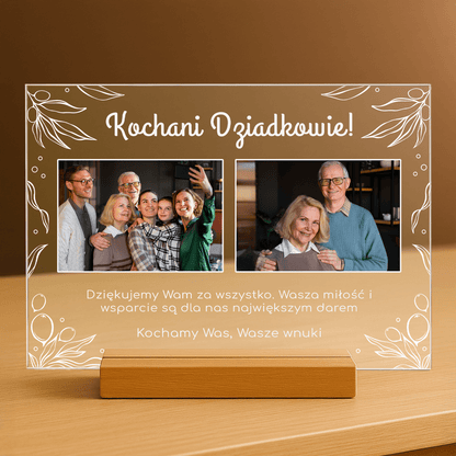 Kochani dziadkowie zdjęcia + tekst - personalizowany druk na szkle dla dziadków - stworzprezent.pl