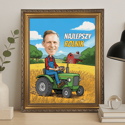 Ilustracja najlepszego rolnika - portret na płótnie dla niego - StwórzPrezent.pl