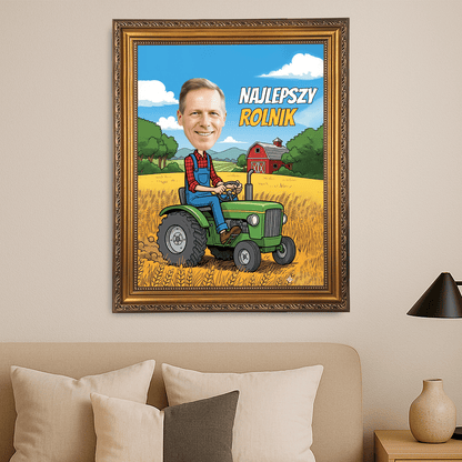 Ilustracja najlepszego rolnika - portret na płótnie dla niego - StwórzPrezent.pl