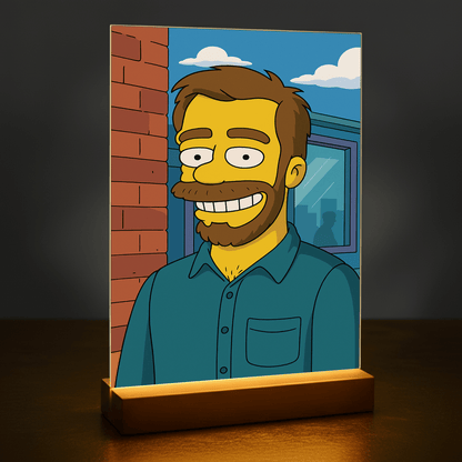 Jego kreskówkowa ilustracja - portret na szkle akrylowym dla niego - stworzprezent.pl