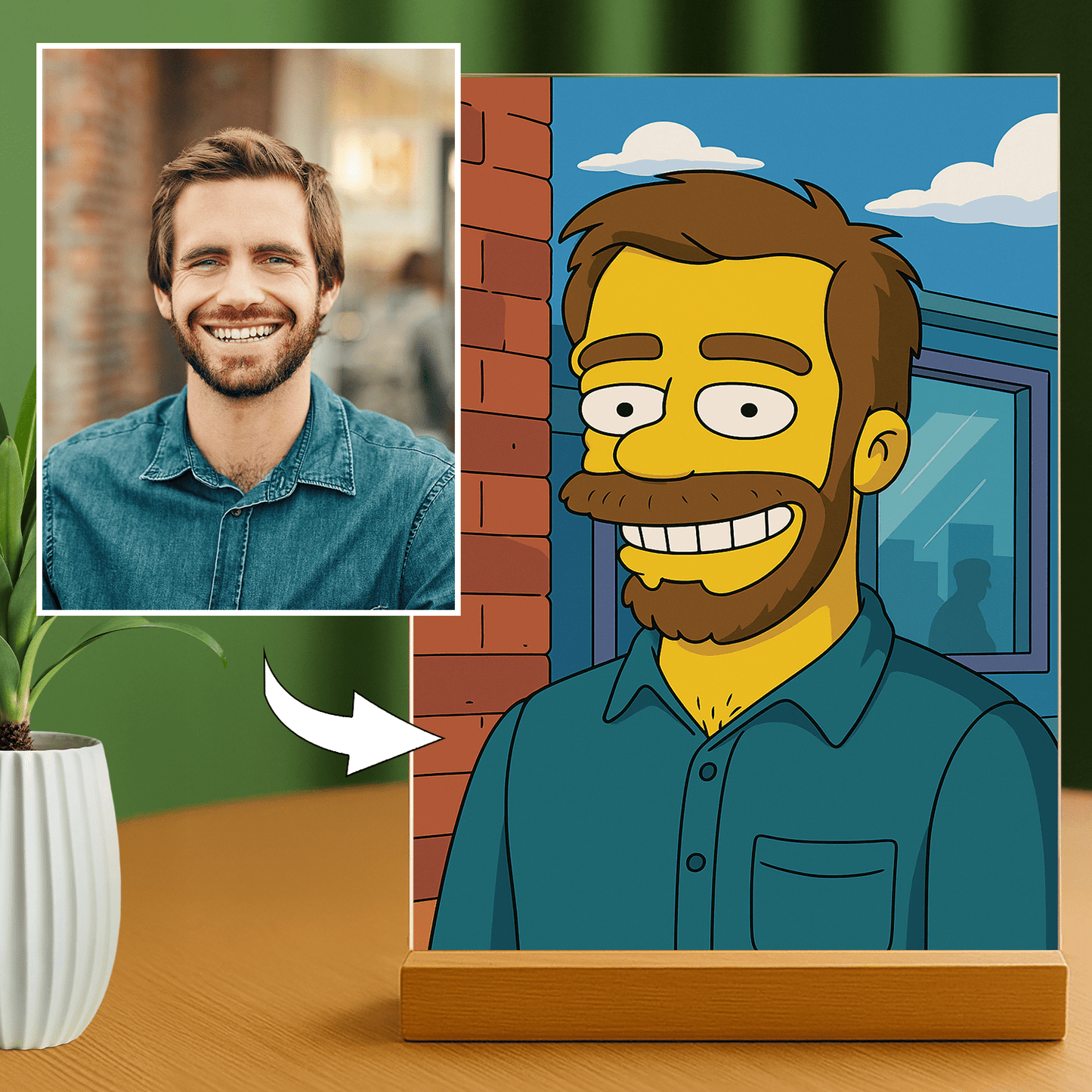 Jego kreskówkowa ilustracja - portret na szkle akrylowym dla niego - stworzprezent.pl