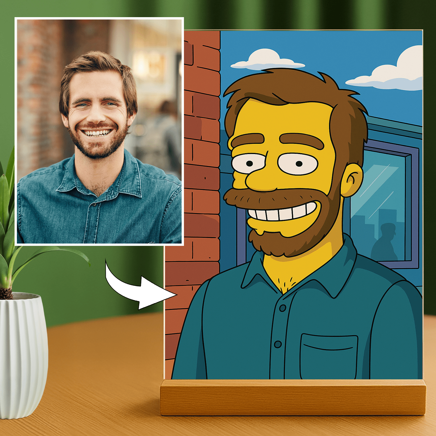 Jego kreskówkowa ilustracja - portret na szkle akrylowym dla niego - stworzprezent.pl