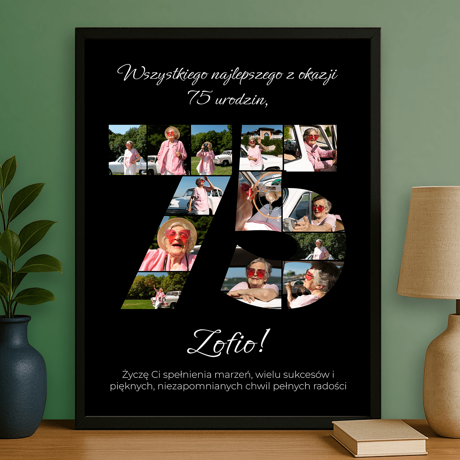 Jubileuszowy kolaż na 75 lat – plakat personalizowany dla niej - StwórzPrezent.pl