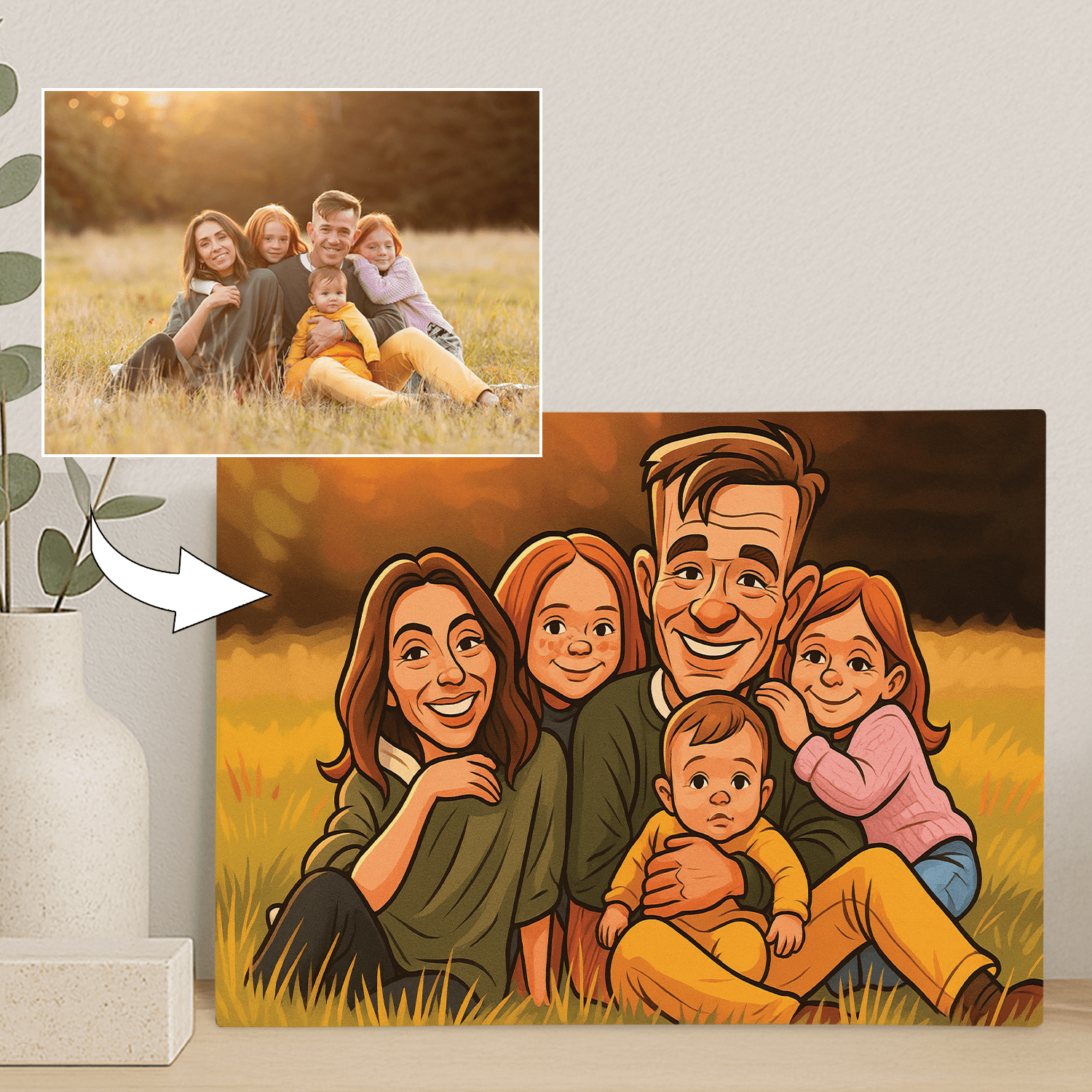 Karykatura Family - portret na płótnie dla rodziców - stworzprezent.pl