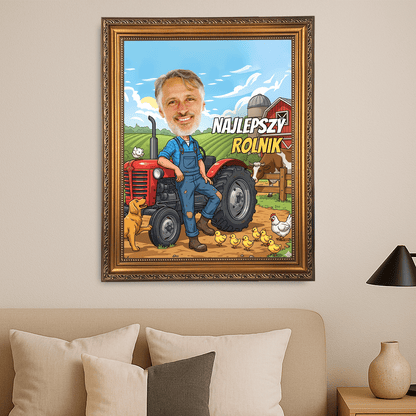 Karykatura najlepszy rolnik - portret na płótnie dla mężczyzny - StwórzPrezent.pl