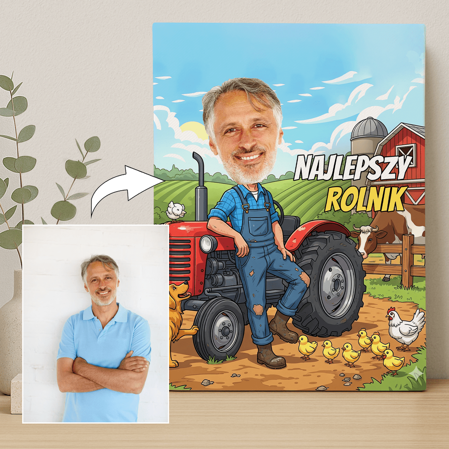 Karykatura najlepszy rolnik - portret na płótnie dla mężczyzny - StwórzPrezent.pl