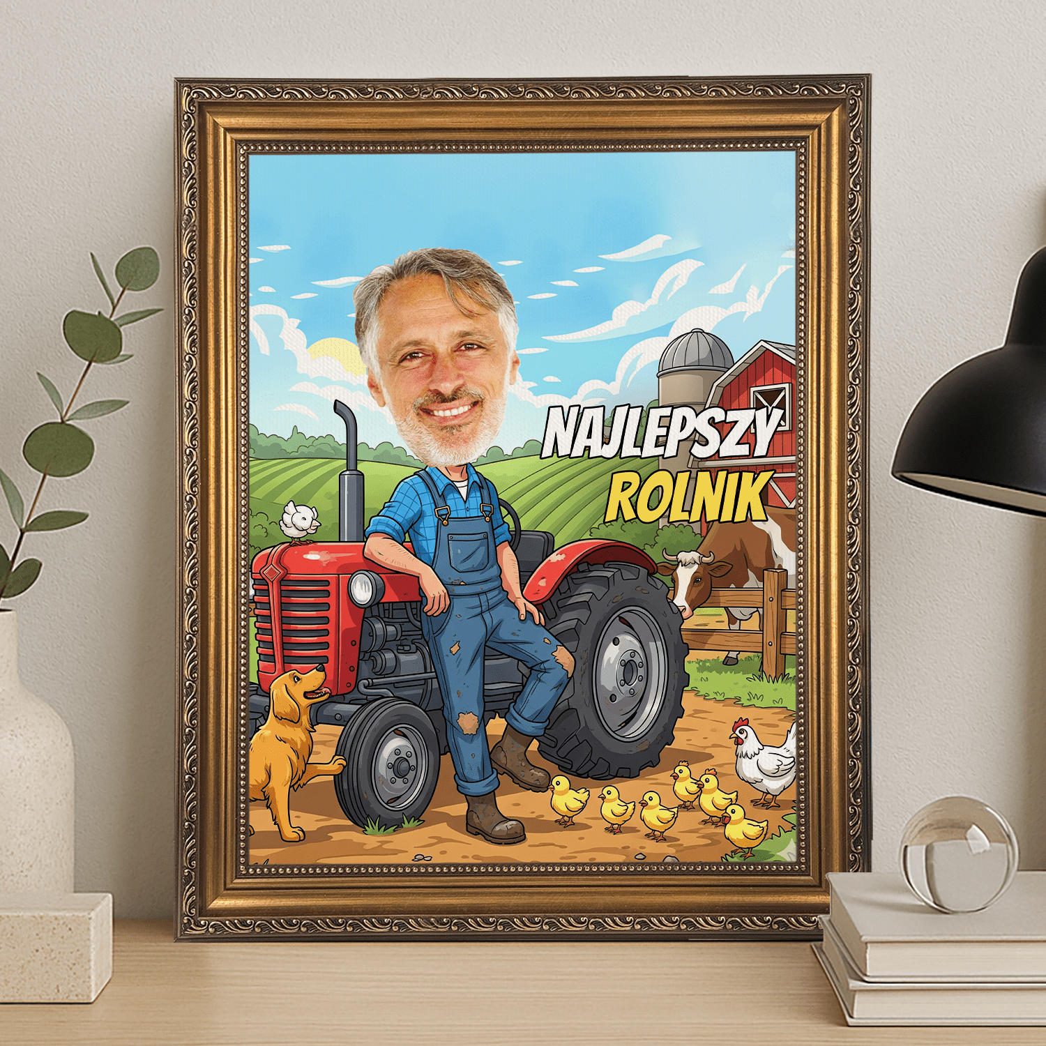 Karykatura najlepszy rolnik - portret na płótnie dla mężczyzny - StwórzPrezent.pl