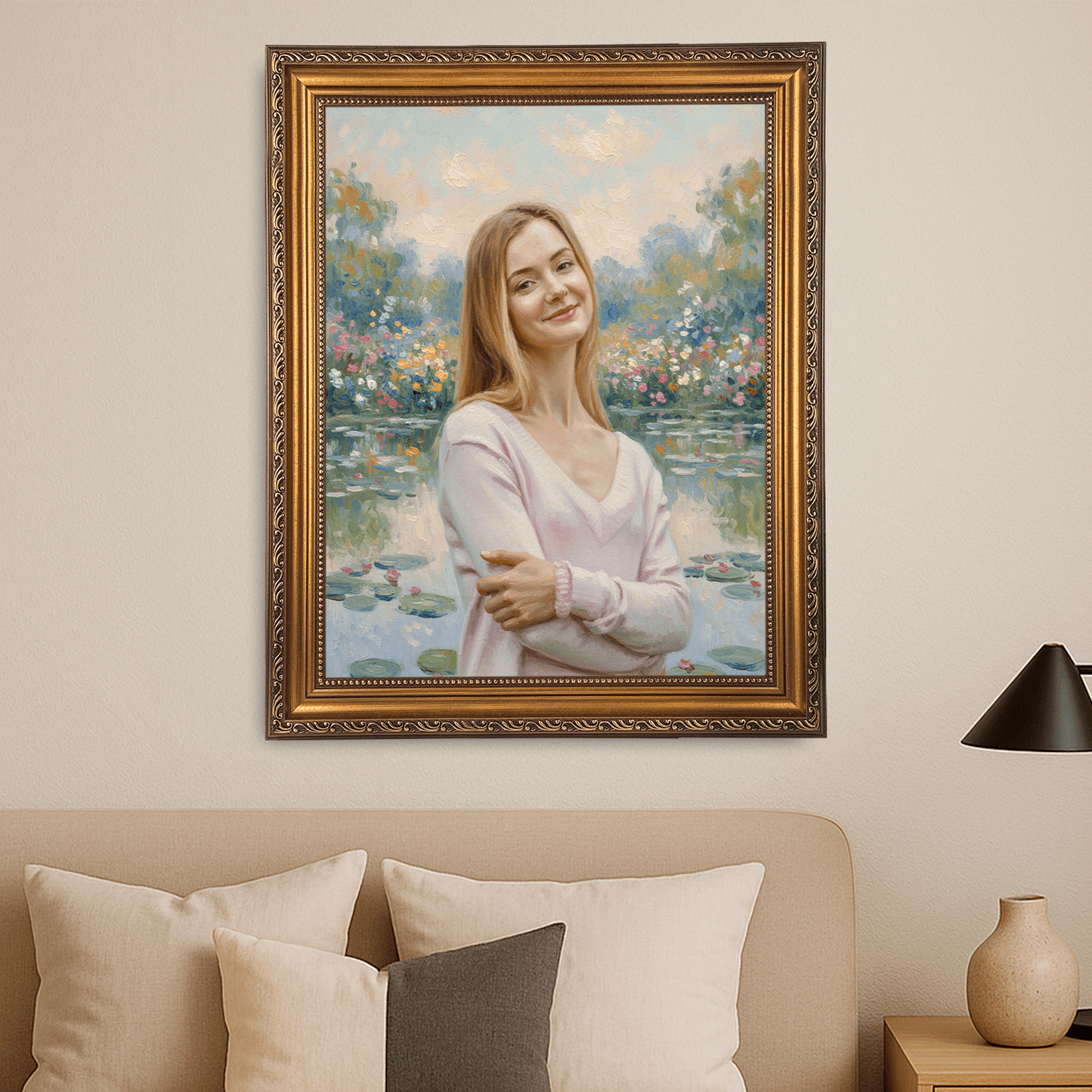 Kobieta nad stawem - portret na płótnie dla dziewczyny - StwórzPrezent.pl