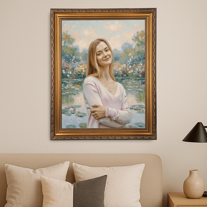 Kobieta nad stawem - portret na płótnie dla dziewczyny - StwórzPrezent.pl