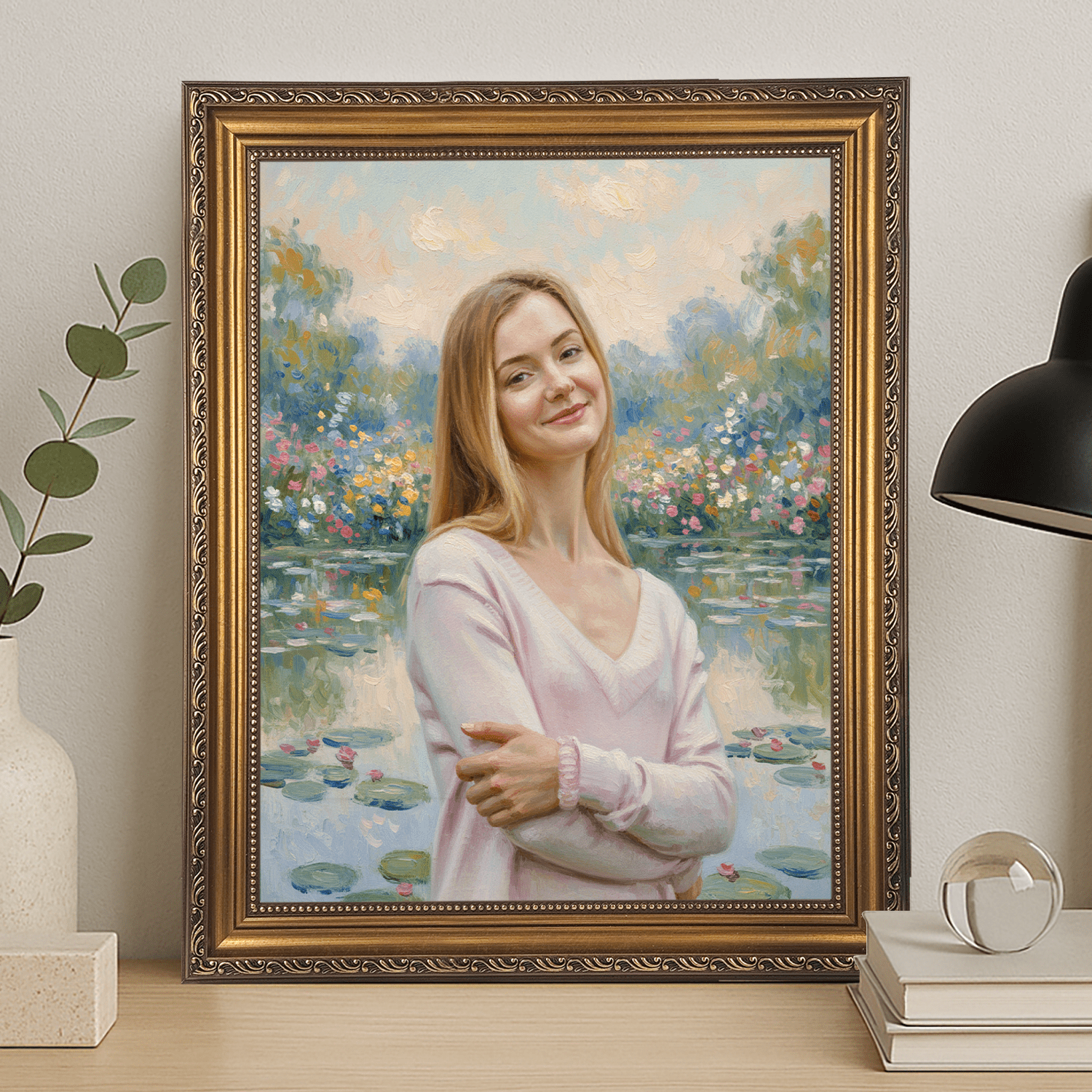 Kobieta nad stawem - portret na płótnie dla dziewczyny - StwórzPrezent.pl